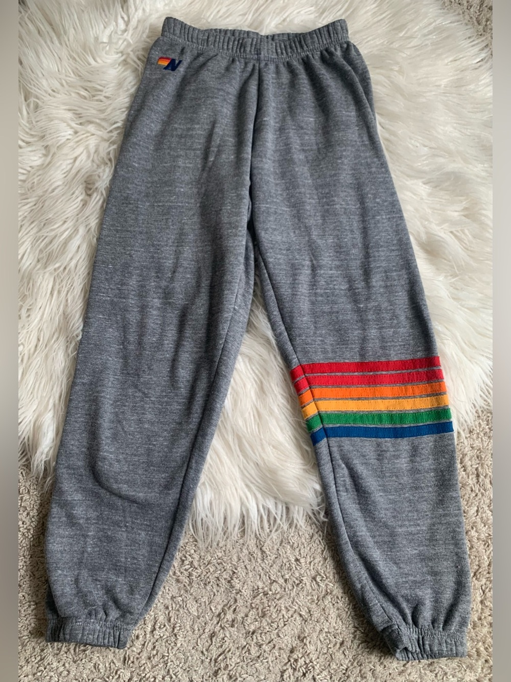 Aviator Nation Rainbow Stitch Sweatpants Gray Size XS